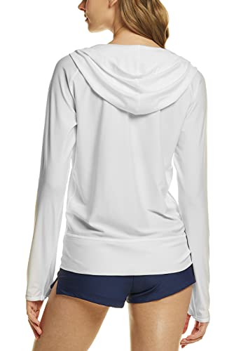 image for TSLA Women's Hoodie Zip Front Rash Guard, UPF 50+ Long Sleeve Swim Shi
