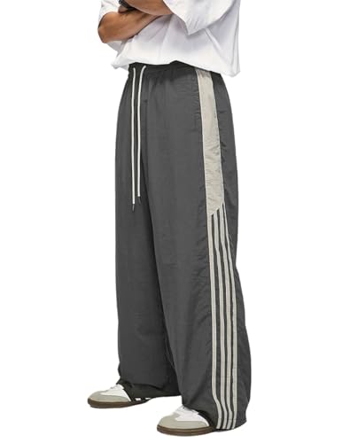 Aelfric Eden Striped Track Pants Men Parachute Pants Women Baggy Sweatpants Y2k Wide Leg Cargo Pants with Drawstring