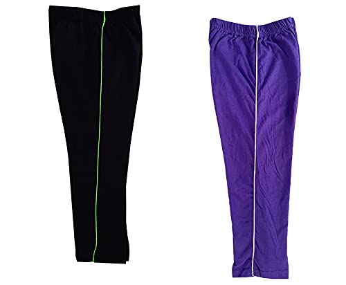 Image of indi weaves Girls Cotton Solid Capri 3 /4th Leggings (Pack of 2)