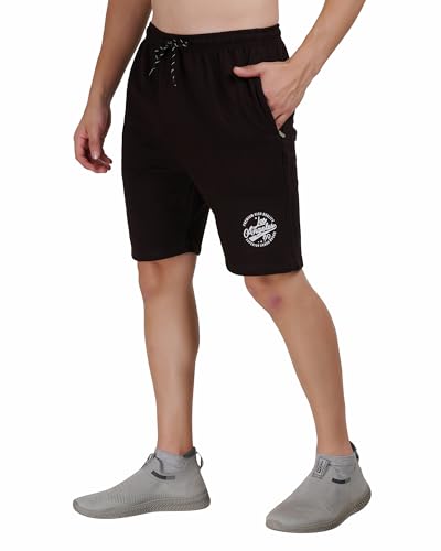 Image of LEELOUIS Men's Cotton Premium Shorts -2 Side Zipper Pockets | Idael for Gym,Travel for Daily Use