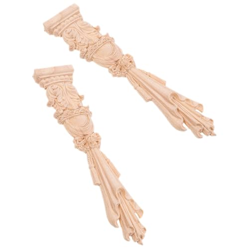 SHINEOFI Appliques en Bois Sculpté 30x6 Cm, Décorations Incrustées Non Peintes pour Meubles, Lot de 2 Pièces, Ornements Muraux pour Cheminée et Armoire, Accessoires Déco Bois Intérieur,
