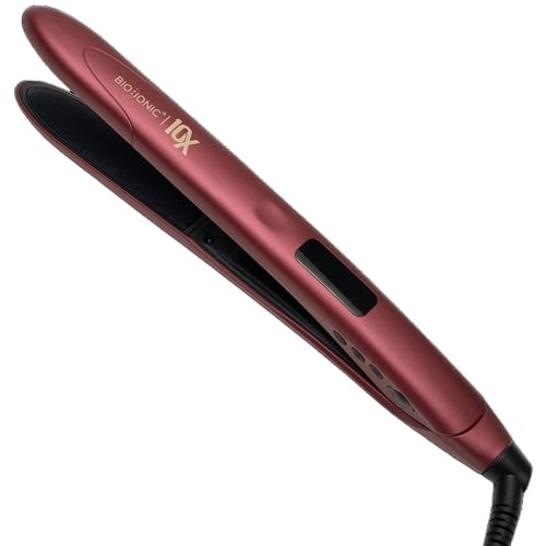 Image of Bio Ionic 10X Styling Iron, Hair Straightener with 1 inch Sonic Vibrating Plates, Flat Iron with Ion Generating Mineral Complex, Versatile Styler for Wavy & Straight Hairstyles
