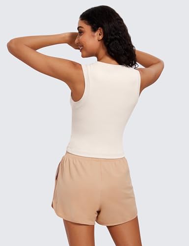 CRZ YOGA Womens Ribbed High Neck Tanks Sleeveless Fitted Basic Tops Going Out Casual Yoga Workout Shirts2