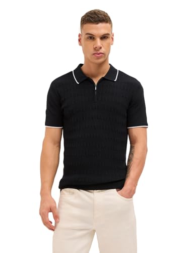 Image of Men's Cotton Textured Regular Fit Yellow Polo