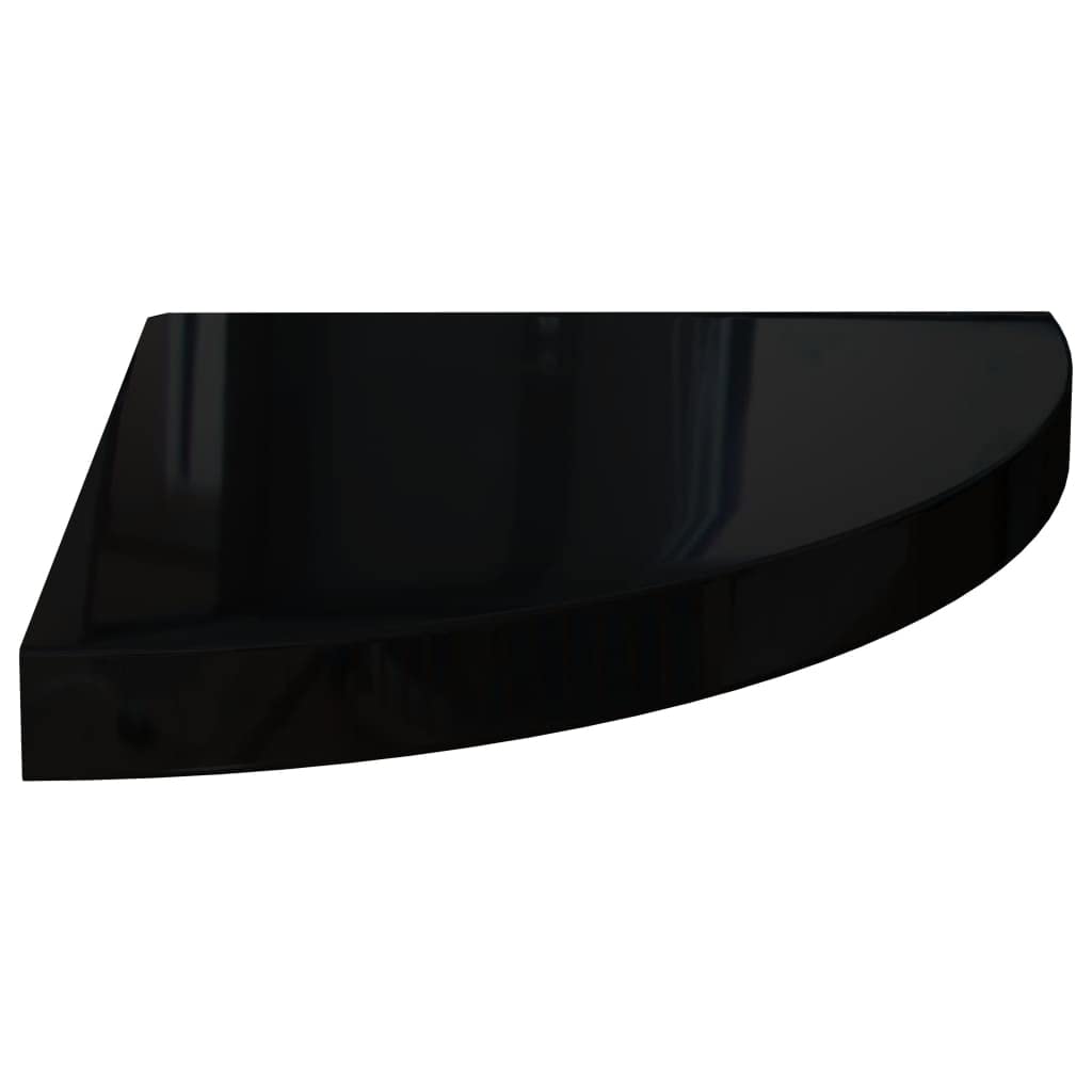 Eck-Schweberegale 2 STK. Hochglanz-Schwarz 35x35x3,8 cm MDF Wabenplatten-Design Metall Wandhalterung Unsichtbares Befestigungssystem Stabile Aufbewahrung für Bücher