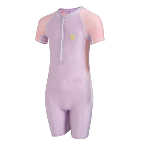 Image of FABSPORTS Kids Swimsuit Set Printed One-Piece Swimwear for Boys & Girls, Half Sleeve Bathing Suit, Comfortable Swimming Costume for Children, 2-12 Years