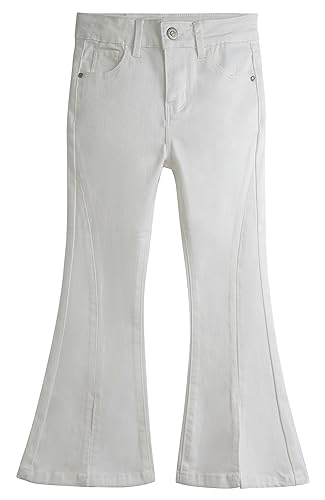 KIDSCOOL SPACE Girls Simple Jeans, 6-15T Elastic Band High Stretch Flared Denim Pants