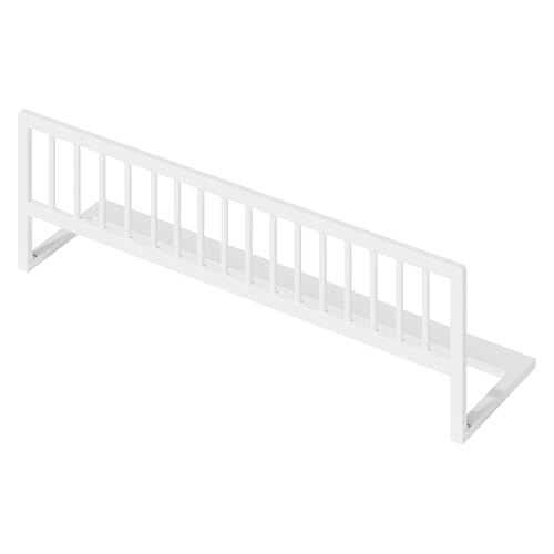 Bellabino Yuna Rausfallschutz – Kinder Bettschutzgitter 115 cm breit – aus Kiefer Massivholz in Weiß – klappbares Bettgitter für Kinderbett & Reisen – vormontierter Fallschutz für Kleinkinder & Babys