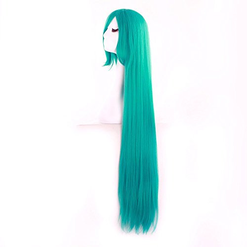 Image of MapofBeauty 40 Inch Oblique Bangs Anime Long Straight Wig, Dark Turquoise