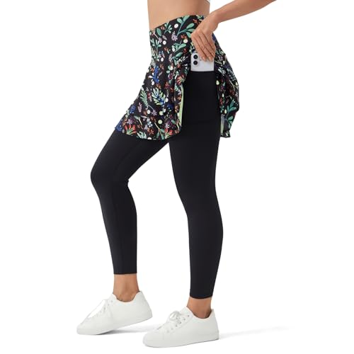 beroy Skirted Leggings for Women Active Tennis Ruffle Pleated Skort Athletic Golf Pickleball Skirt Pockets2