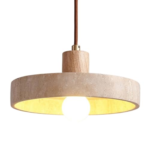 Lustre rétro Wabi Sabi en travertin jaune et suspension réglable