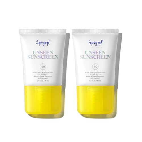 Image of Supergoop! Unseen Sunscreen - SPF 40 - Clear & Invisible Face Sunscreen + Broad Spectrum + Makeup-Gripping Primer - Weightless, Scentless, Oil Free - For All Skin Types & Tones - 0.5 fl oz, 2 Pack