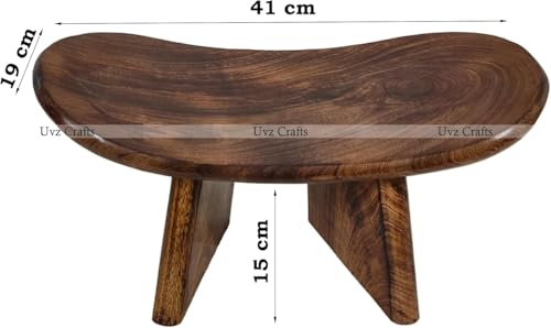Handmade Wooden Meditation Bench/Stool – Foldable Ergonomic Meditation Seat & Bench, Curved Kneeling Design, Mindfulness & Meditation Gift for Men & Women | Round 18 cm - Image 3