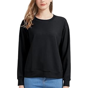 netdraw Women’s Midweight Bamboo Viscose Sweatshirt Oversized Soft Crew Neck Cotton French Terry Pullover Tops
