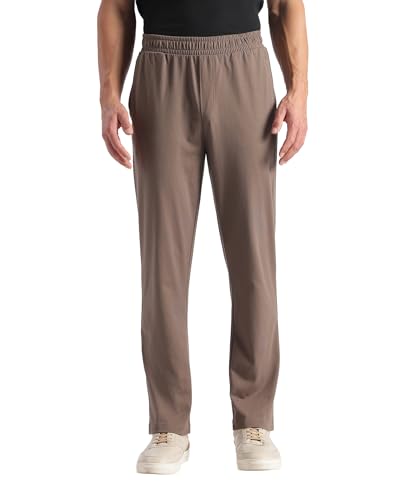 Jockey AM49 Men's Super Combed Cotton Rich Slim Fit Trackpants with Side and Zipper Media Pockets_Dark Khaki_XL