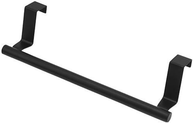 Stainless Steel Over The Door Towel Rail Holder for Home Kitchen Towel Rack with Tea Towel Holder,Black (23.5cm)