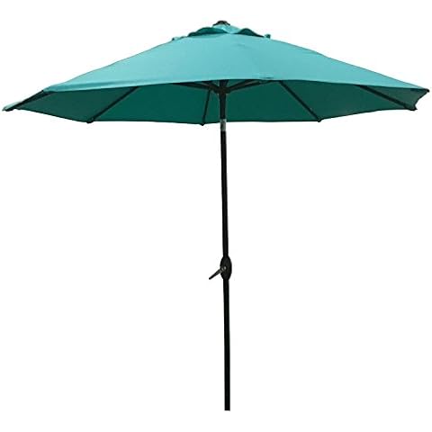 ABO Gear 9 Ft Outdoor Table Aluminum Patio Umbrella with Auto Tilt and Crank, 8 Ribs, Polyester, Turquoise Cover