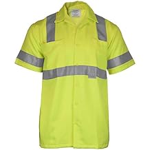 Ironwear 1860 Hi-Visibility Short Sleeve Buttoned Down Safety Work Shirt-Type R | ANSI Class 3 Compliant Lime