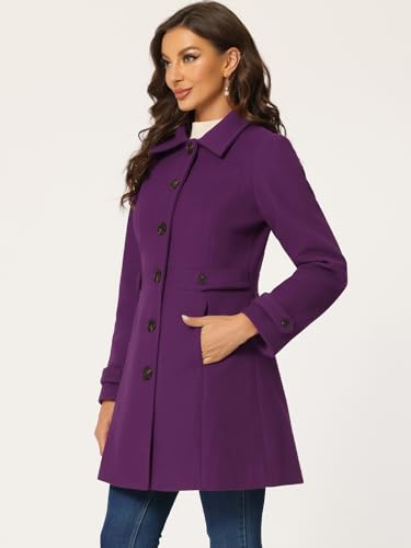 Image of Allegra K Women's Winter Classic Overcoat with Pockets Single Breasted Coat | Soft pea coat, Fully lined outerwear, Trendy, Fall office peacoat, Warm casual holiday everyday wear,