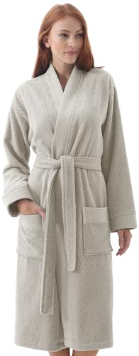 SEYANTE Organic Turkish Cotton Terry Hooded Kimono Bathrobe Robe for Women