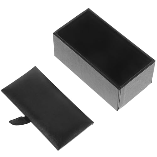 FOMIYES Scatola Porta Fermacravatte e Gemelli in Pelle Nera, Piccolo Portagioielli Compatto e Resistente, Custodia Protettiva per Gioielli da Viaggio e Uso Domestico