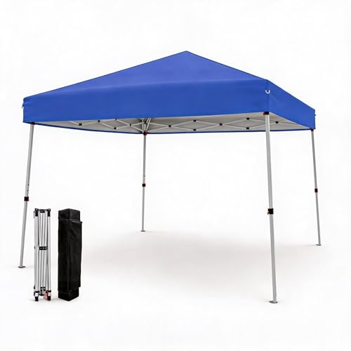 10x10ft Pop Up Canopy Tent with Slant Legs Outdoor Instant Gazebo Shelter UV-Resistant Waterproof Cover Adjustable Height Carrying Bag 8x8ft Shade for Patio Beach Garden Events