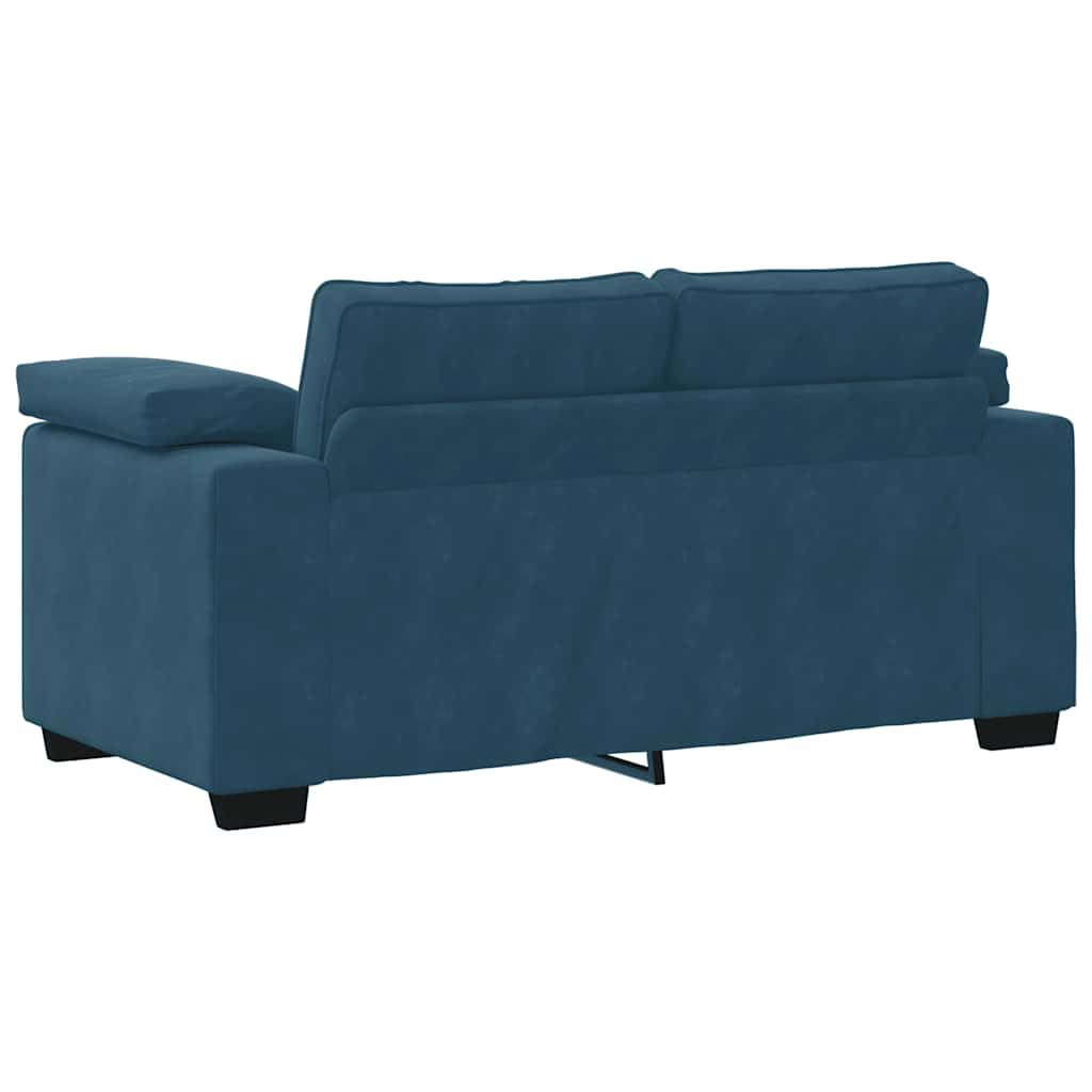 Set di 2 divani con cuscino, in velluto blu, arredo imbottito moderno, per soggiorno, camera degli ospiti e salotto, comodo divano ad angolo, divano letto, panca relax, struttura stabile
