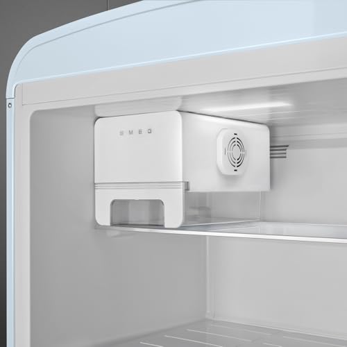 Image of Smeg FAB50 Retro Style Refrigerator - 19.28 cu. ft. Freestanding Fridge-Freezer, Dual Cooling, No-Frost, Adjustable Glass Shelves, Chrome Handle - Pastel Blue - Made in Italy