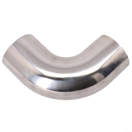 1PCS 90 Degree Mandrel Bend Elbow 304 Stainless Steel Polished Exhaust Tubing 1.2mm Thick for Automotive Pipe Repair DIY Projects Silver Color Multiple Size Options Available(51mm)