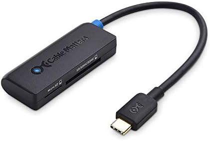 Cable Matters Dual Slot USB C Card Reader (USB C SD Card Reader) in Black for Micro SD, SDHC, SDXC Memory Cards - Thunderbolt 4 / USB4 / Thunderbolt 3 Port Compatible