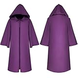 Utaomld Medieval Monk Robe Priest Robes Halloween Cosplay Costume Adult Teens Cloak Knight Fancy Cool Jedi Party Props (PURPLE, SMALL)