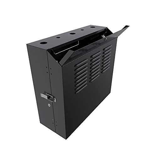 Image of NavePoint 5U Vertical Server Rack Enclosure, Low Profile, 15.7 inch Deep, Max Weight Capacity 132lbs - 5U Network Cabinet Vertical Wall Mount, Perforated, Black