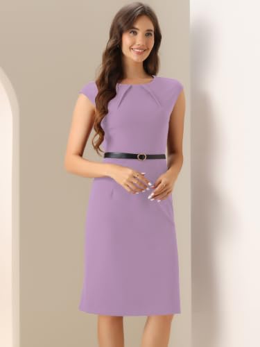 Image of Allegra K Business Dress for Women's 2026 Belted Office Work Sheath Dress