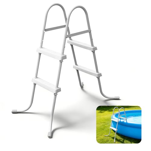 Above Ground Pool Ladder 34  Pool Ladder Swimming Pool Frame Ladder 2-Steps Suitable for Pools up to 34 inches deep Above Ground Anti-Slip Feet &Wide Steps
