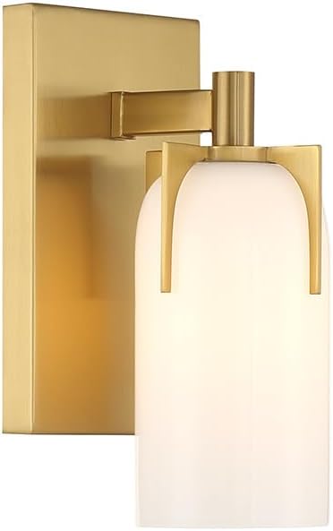 Warm Brass and Opal Glass 1-Light Vanity Sconce