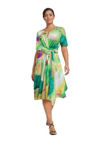 Image of Comfortable Dresses for Women Stretchy Flattering Fit Wrap Dress V Neck Short Sleeve Tie Waist Daily Wear Work Vacation