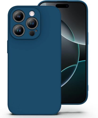 Image of DIZORO Square Microfiber Candy Case Compatible for iPhone 16 Pro Shockproof Slim Back Cover Liquid Silicone Case - Blue