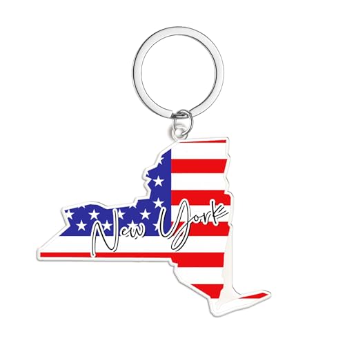 New York Souvenirs Keychain With Key Ring - American Flag