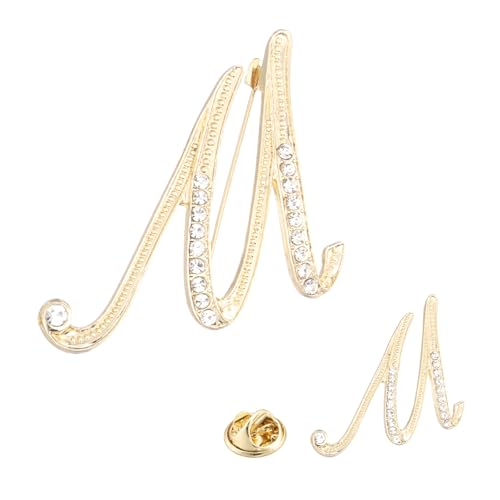 Image of PATIKIL Rhinestone Letter Brooch Pins, Initial Rhinestone Alphabet Letter Lapel Badges Pin for Women Men Suits Dress Coat