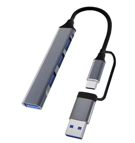 4-in-1 USB Hub, Dual Head Type-C and USB 3.0, Aluminium Alloy, Plug and Play, Silver Grey-picture-30