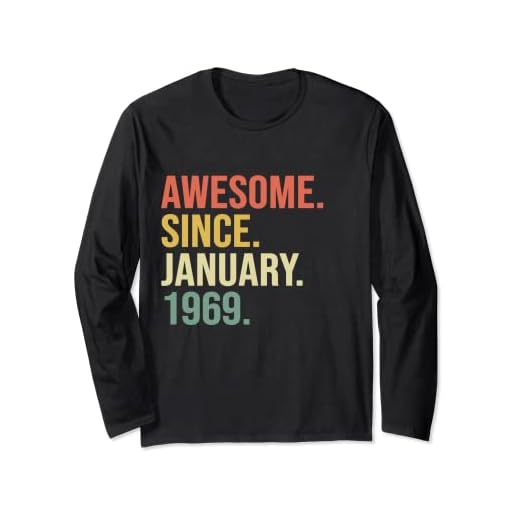 Awesome Since January 1969 - Tarjeta de felicitación para 51 cumpleaños Manga Larga