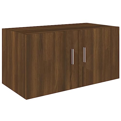 vidaXL Wandschrank Hängeschrank Aufbewahrung Wohnzimmer Bücherschrank Schrank Mehrzweckschrank Lagerschrank Braun Eichen-Optik 80x39x40cm Holzwerkstoff