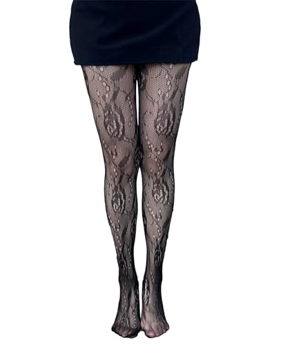 Women's Fishnet Stockings Lace Patterned Tights High Waist Pantyhose3