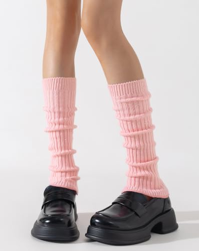 Image of Yawlsow Leg Warmers for Women Girls Y2k Knit Ruffle Leg Warmer Winter 80s with Sequins, Japanese Kawaii Harajuku Accessories