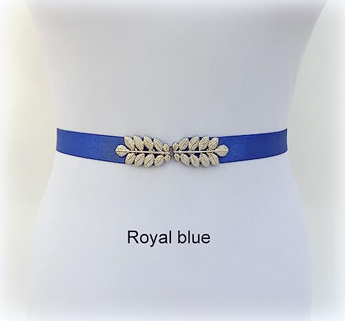 Gray Elastic Silver Grecian Leaf Waist Belt For Women, Size XS to 3XL3