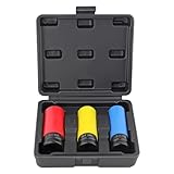 Radmuttern-Einsatz – 17 19 21 mm Chrom-Vanadium-Set mit 1/2 Antrieb | Anti-Kratz-Radwerkzeug | Schlagfeste Hülse für LKW, SUV, Anhänger, Wohnmobil, Kfz-Reparatur, Werkstatt, Wartung