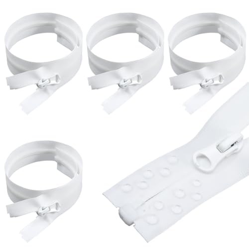 GORGECRAFT 5Pcs White Invisible Zipper Bulk 16.9 Inch Nylon Waterproof Separating Heavy Duty Sewing Replacement Coil Zippers with Puller Sliders for DIY Crafts Tailor Bags Supplies