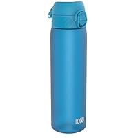 Ion8 Water Bottle, 500 ml/18 oz, Leak Proof, Easy to Open, Secure Lock, Dishwasher Safe, BPA Free, Hygienic Flip Cover, Carry Handle, Fits Cup Holders, Easy Clean, Carbon Neutral, Blue