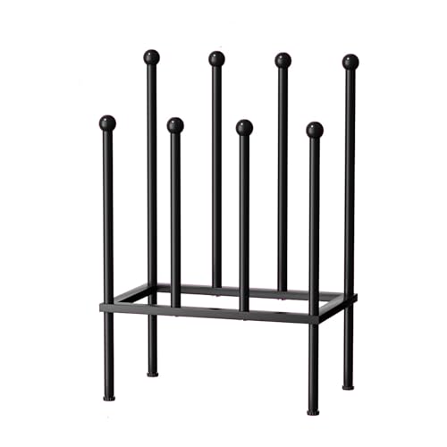 Image of TREKIS Free-Standing Welly Boot Rack – 2-Tier Black Metal Wellington Stand & Shoe Storage Holder for Outdoor & Indoor Use. Rust-Free, Space-Saving Entryway & Hallway Organiser, Holds 4 Pairs