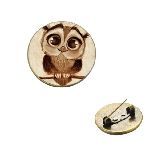  Spille alla moda con occhi grandi gufo squisito animale uccello punk immagine vetro cartone animato vintage carino bambino gufo icona spilla per le donne bambino, Vetro